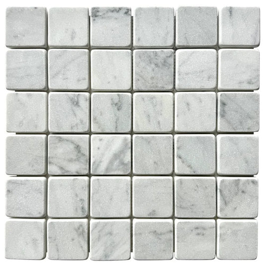 ROCK SQUARE 50X50MM BIANCO CARRARA TUMBLED 31*31