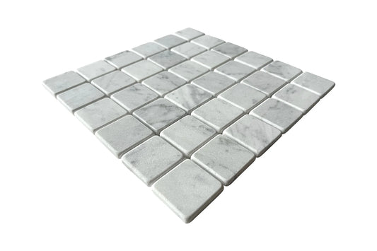 ROCK SQUARE 50X50MM BIANCO CARRARA TUMBLED 31*31