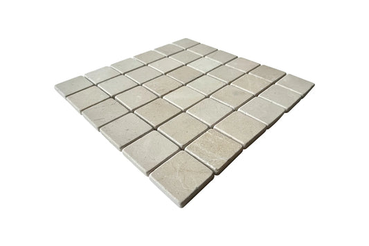 ROCK SQUARE 50X50MM CREMA MARFIL TUMBLED 31*31