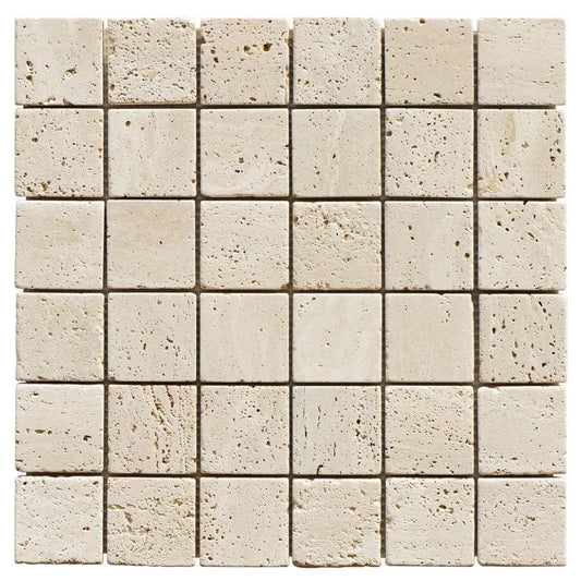 ROCK SQUARE 50X50MM TRAVERTINE BEIGE TUMBLED 31*31