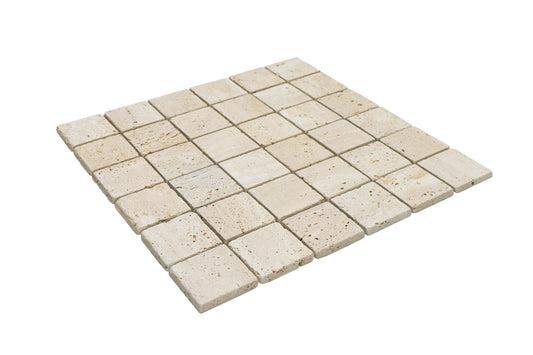 ROCK SQUARE 50X50MM TRAVERTINE BEIGE TUMBLED 31*31